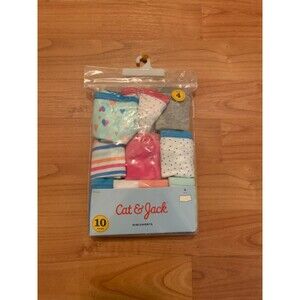 Cat & Jack Girls Boyshorts Panties Underwear 10 Pack Size 4 Multi-Color & Solid